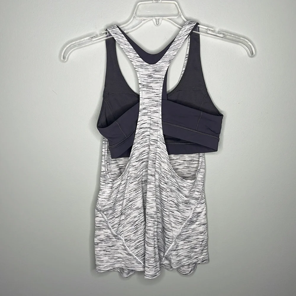 Lululemon On Track Tank in Tiger Space Dye Black White / Dark Carbon Sz 8! - Picture 10 of 13